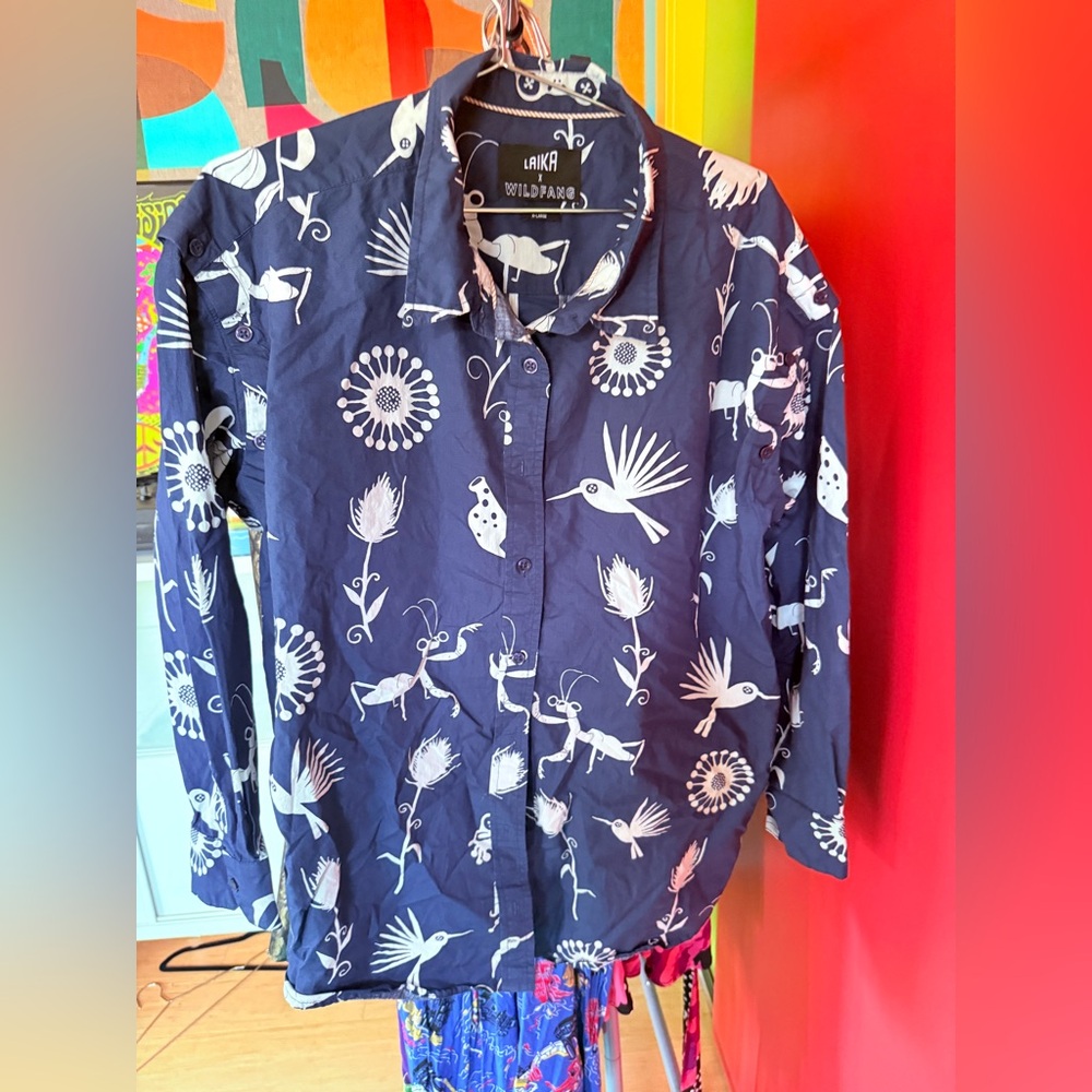Wildfang Navy and White Coraline Shirt